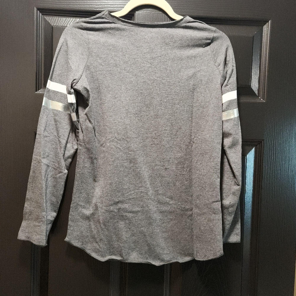 Kidpik Girls Gray Metallic Silver Star Football Graphic Tee Shirt Size XL 14 - Picture 7 of 10